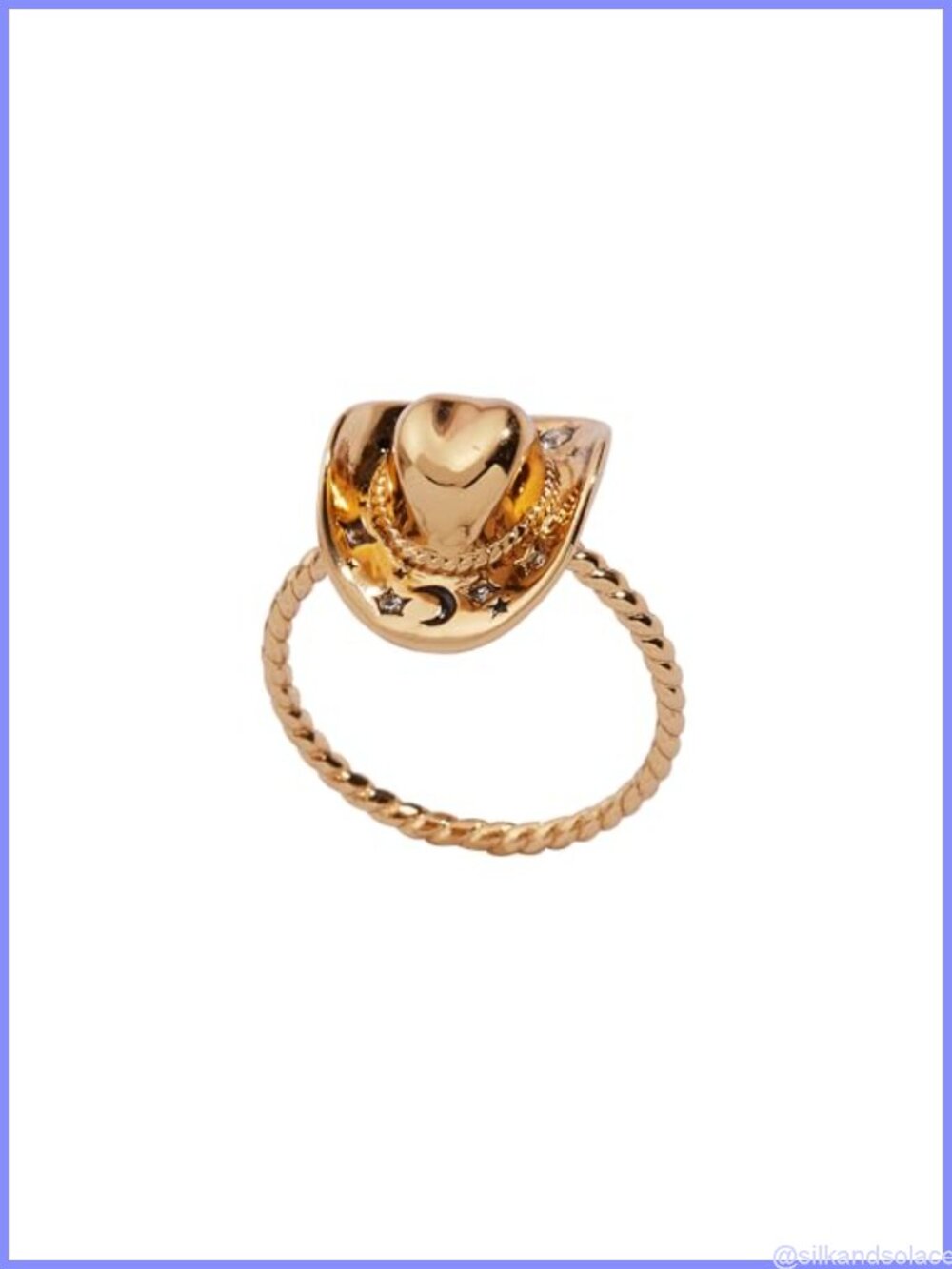 Cowgirl Hat Ring Size 7 Gold Plated Brass Nickel-Free Statement Ring